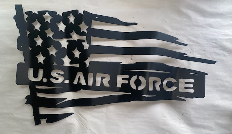 Waving Flag with military branch or name