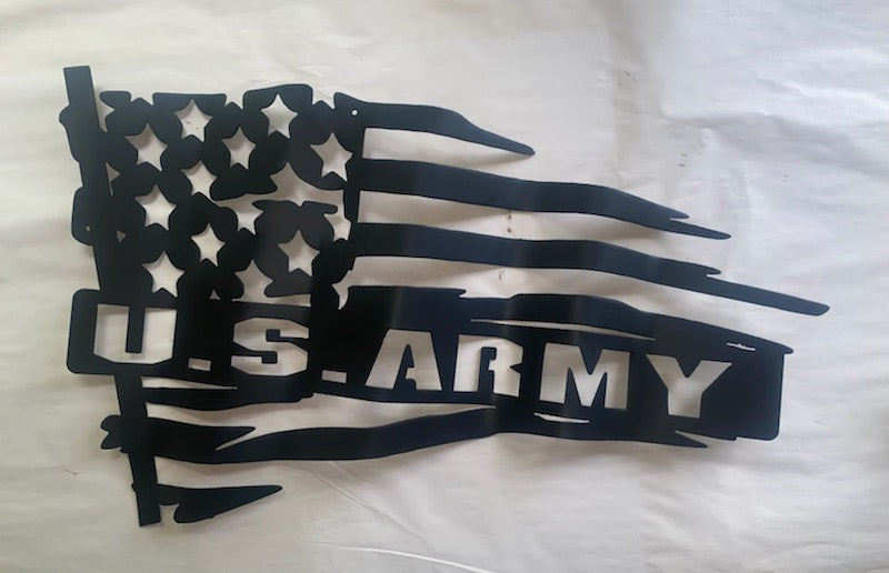 Waving Flag with military branch or name