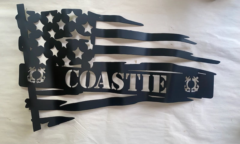 Waving Flag with military branch or name