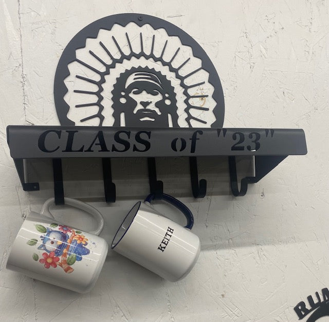 Chief Illiniwek cup holder/key rack