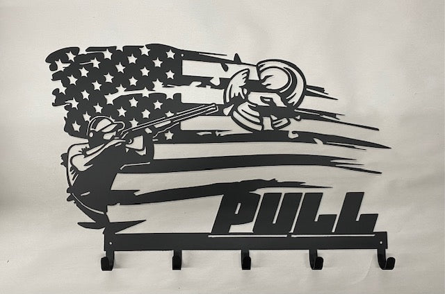 Trap shooting metal hat/coat rack