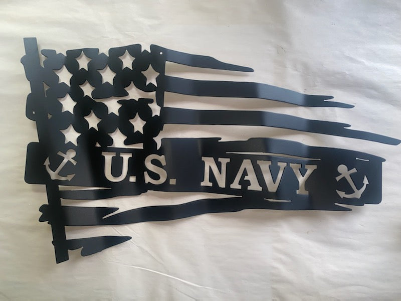 Waving Flag with military branch or name