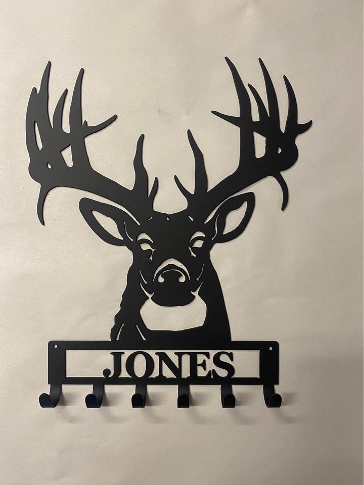 Personalized buck head key rack
