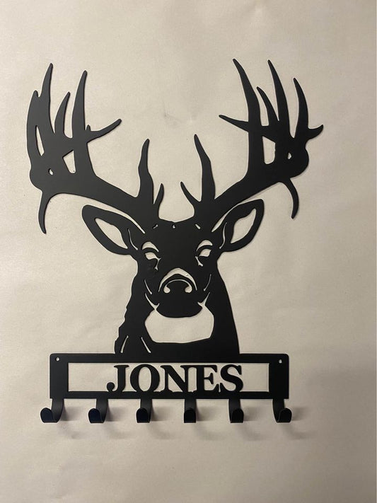 Personalized buck head key rack